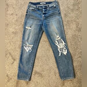 Willow & Root Light Wash High Rise Destroyed Ankle Jeans Size 27